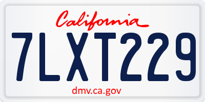 CA license plate 7LXT229