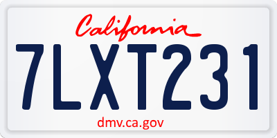 CA license plate 7LXT231