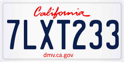 CA license plate 7LXT233
