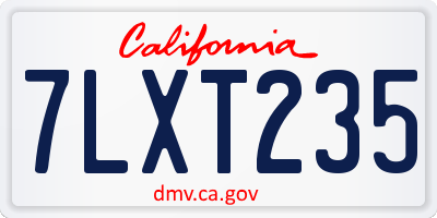 CA license plate 7LXT235