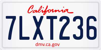 CA license plate 7LXT236