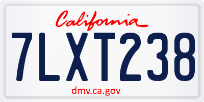 CA license plate 7LXT238