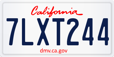 CA license plate 7LXT244