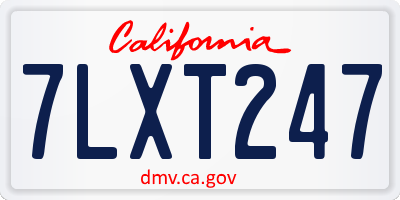CA license plate 7LXT247