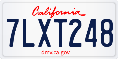 CA license plate 7LXT248