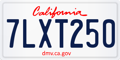 CA license plate 7LXT250
