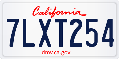 CA license plate 7LXT254