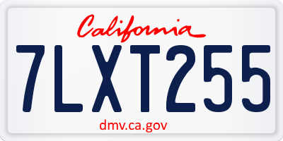 CA license plate 7LXT255