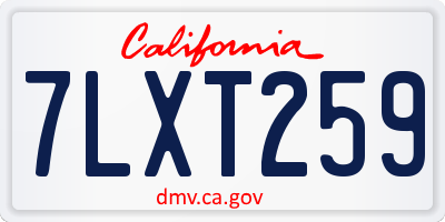 CA license plate 7LXT259