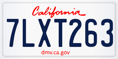 CA license plate 7LXT263