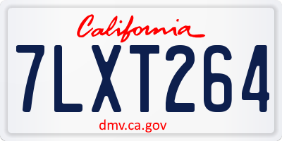 CA license plate 7LXT264