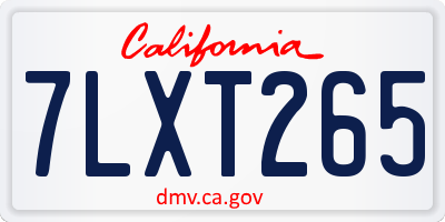 CA license plate 7LXT265