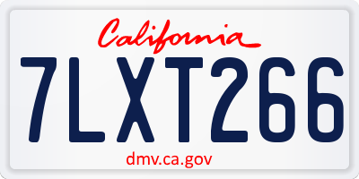 CA license plate 7LXT266