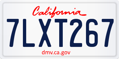 CA license plate 7LXT267