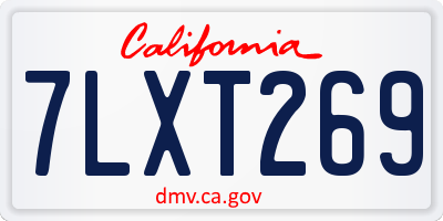 CA license plate 7LXT269