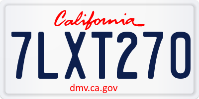 CA license plate 7LXT270