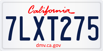 CA license plate 7LXT275