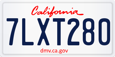 CA license plate 7LXT280