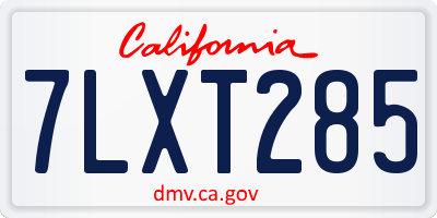 CA license plate 7LXT285