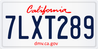 CA license plate 7LXT289