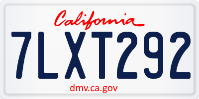CA license plate 7LXT292