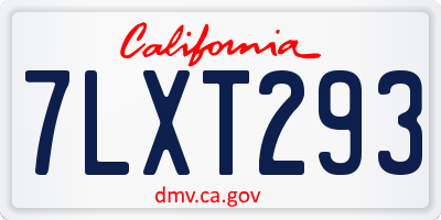 CA license plate 7LXT293