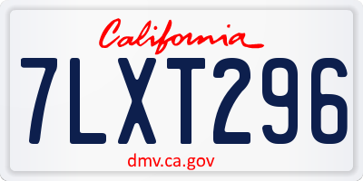 CA license plate 7LXT296