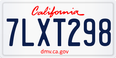CA license plate 7LXT298