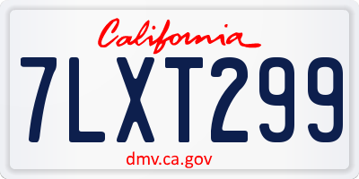 CA license plate 7LXT299