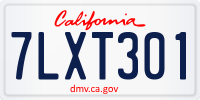 CA license plate 7LXT301