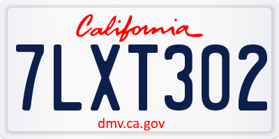 CA license plate 7LXT302