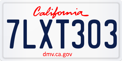 CA license plate 7LXT303