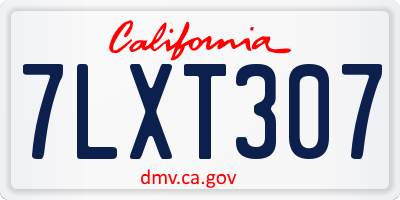 CA license plate 7LXT307