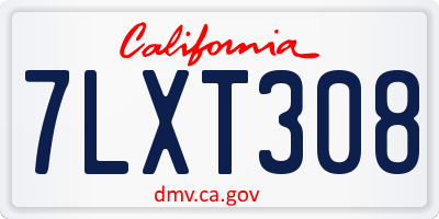 CA license plate 7LXT308