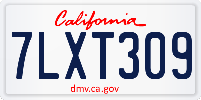 CA license plate 7LXT309