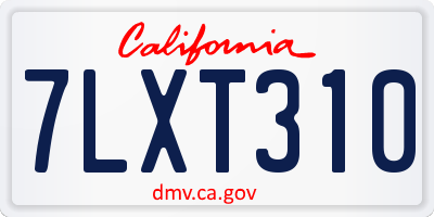 CA license plate 7LXT310