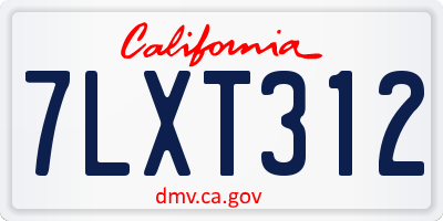 CA license plate 7LXT312