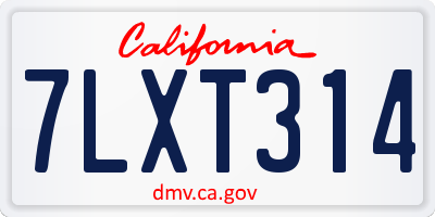 CA license plate 7LXT314