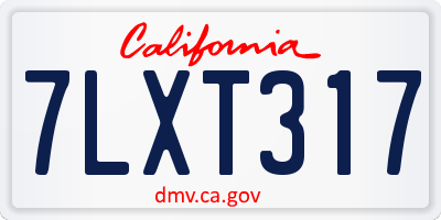 CA license plate 7LXT317