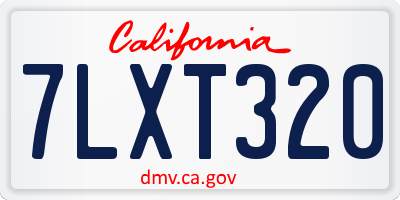CA license plate 7LXT320