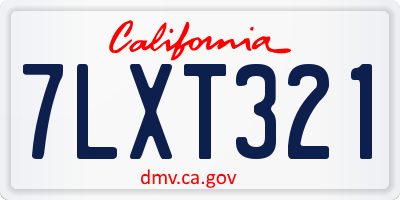 CA license plate 7LXT321