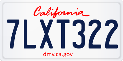 CA license plate 7LXT322