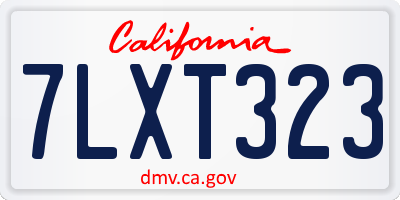 CA license plate 7LXT323