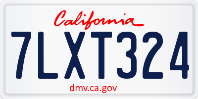 CA license plate 7LXT324