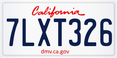 CA license plate 7LXT326