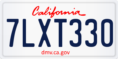 CA license plate 7LXT330