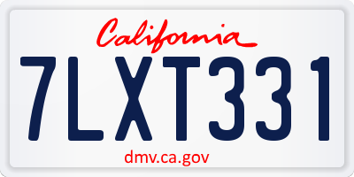 CA license plate 7LXT331