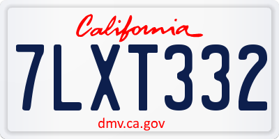 CA license plate 7LXT332