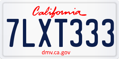 CA license plate 7LXT333