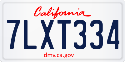 CA license plate 7LXT334